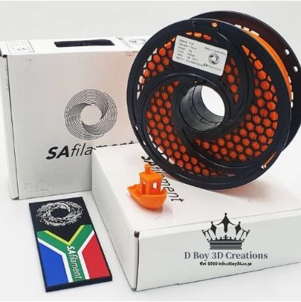 SA -Filament-Orange -PLA 1.75mm-1kg-SKU-SAFORNGPLA175 -dboy3d.co.za-filament-and-printers.Order Online SA Filament Orange PLA. 3D Printing specialist and filament supplier in South Africa. Nationwide Delivery. DBoy3D
