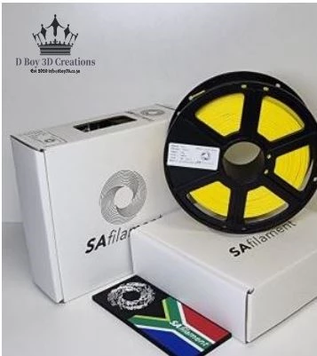 SA -Filament-Yellow -PLA 1.75mm-1kg-SKU-SAFYELLPLA175 -dboy3d.co.za-filament-and-printers.Order Online SA Filament Yellow PLA. 3D Printing specialist and filament supplier in South Africa. Nationwide Delivery. DBoy3D